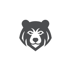Black Cute Bear Logo design Concept, Modern Bear Head Emblem design isolated on white background, Minimalist Bear head Logo, Creative Branding for print design, Cute Bear Mascot vector logo template