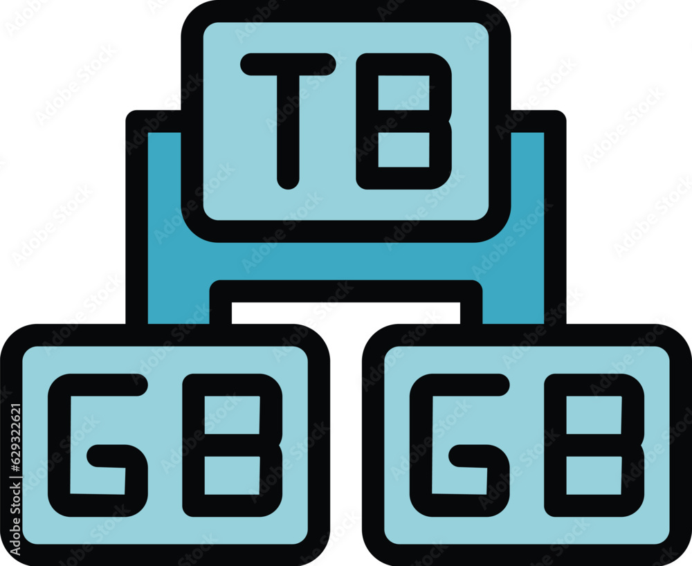 Poster gigabyte memory icon outline vector. data camera. phone code color flat