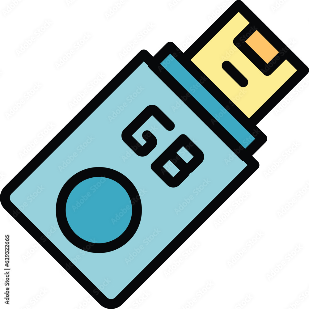 Poster portable flash icon outline vector. micro usb. data memory color flat