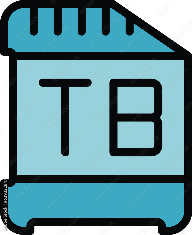 Aufkleber tb sd card icon outline vector. data memory. phone upgrade color flat
