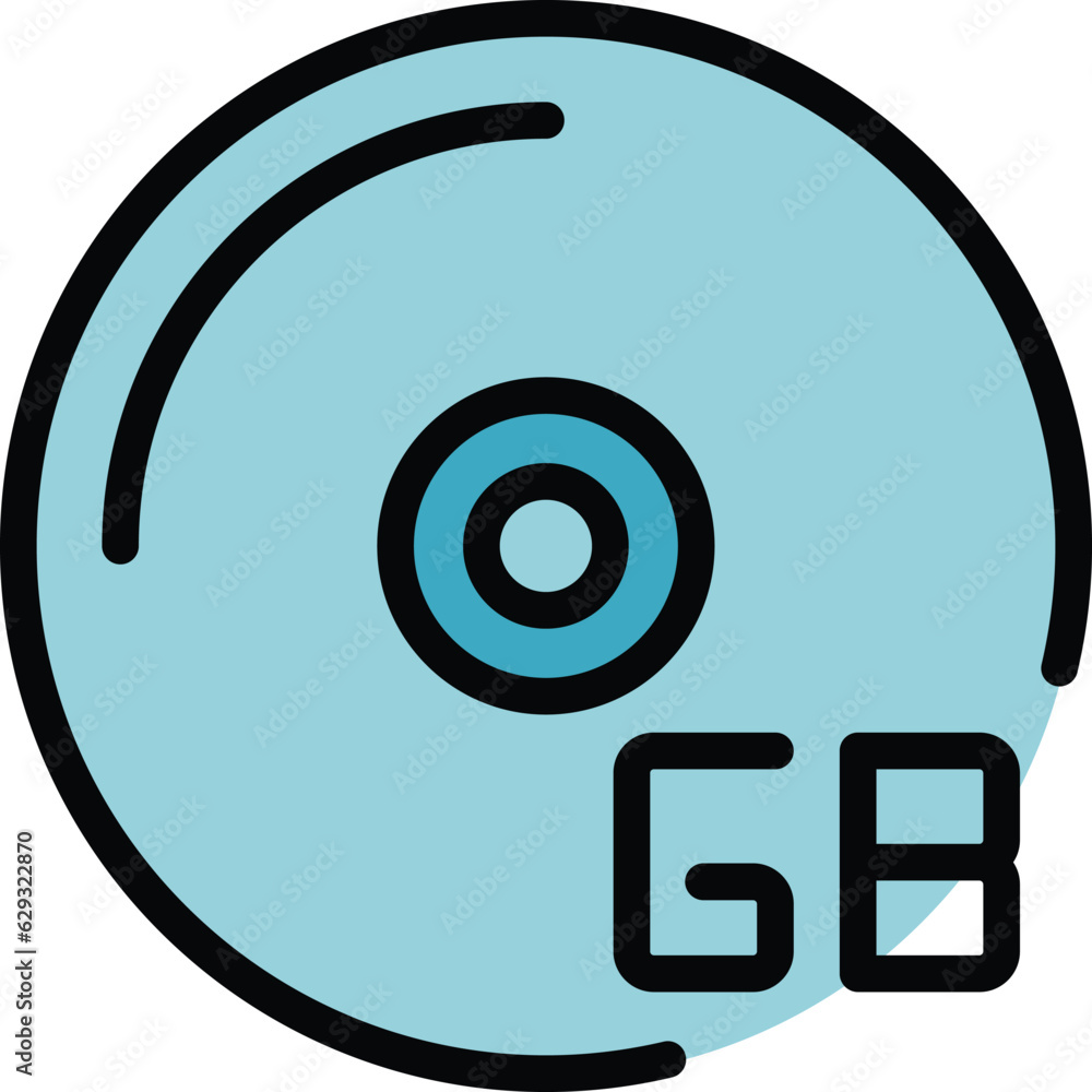 Poster cd gigabyte icon outline vector. code storage. data memory color flat