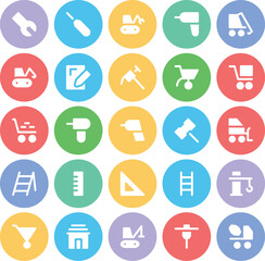 Collection of Tools Bold Line Icons

