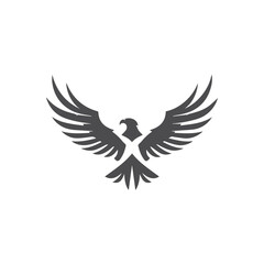 Modern and Minimalist Eagle Logo design vector illustration, Black Eagle, Falcon, Hawk Symbol Mark isolated on background, Eagle Shield Logo, Clean, Creative Eagle head logo