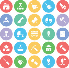 Set of Construction and Repair Bold Line Icons

