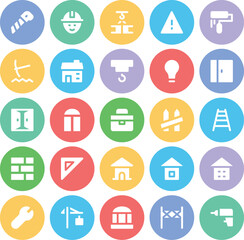 Construction and Maintenance Bold Line Icons

