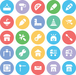 Pack of Construction Equipment Bold Line Icons

