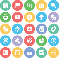 Set of Business Bold Line Icons 

