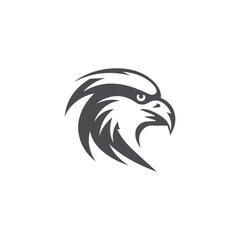 Modern Falcon Head Logo vector template, Clean, Minimalist, Creative Falcon head Logo template in black isolated on white background, Minimalist Eagle, Hawk head Symbol or Mark illustration