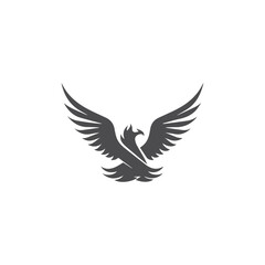 Fototapeta premium Powerful Phoenix Bird Symbolic Logomark, Bird with open wings, Modern Phoenix Logo design concept isolated on white background, Immortal Phoenix from Greek Mythology, FireBird, Phoenix Symbol Mark
