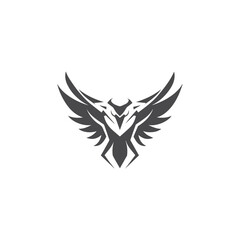Creative Phoenix Logo concept in Abstract design Style, Black Modern and Unique Phoenix Logo isolated on white background, Geometrical Abstract logo of wings or Phoenix bird
