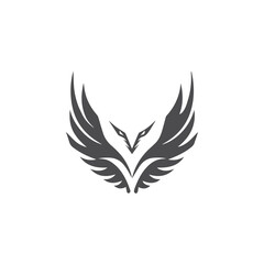 Modern Angry Phoenix Logo design, Angry Phoenix with Long wings, Mythological Logo design with Powerful Bird Mark, Symbolic Logomark for Phoenix Bird, Immortal Bird Logo in unique modern style
