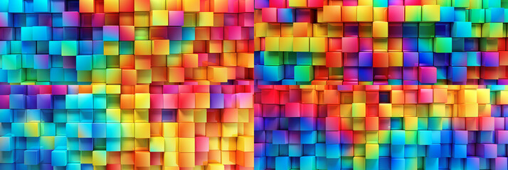 Fototapeta na wymiar colorful cubes, web headers banners. 10:3ratio, Meticulously arranged, these beautiful shades of gentle pastel color gradients are perfect for web headers, banners, backgrounds, and panoramic banners.