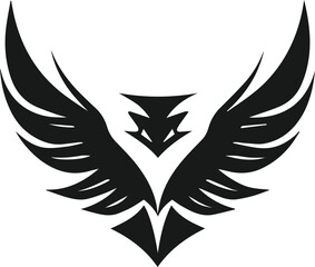Bird with Wings Abstract Logo design Concept, Phoenix Logo Design, Creative Black Firebird Symbol isolated on white background, Powerful Bird Mark Symbol, Abstract Phoenix Logo vector template