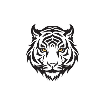 Black Tiger, Panther, Leopard or Cheetah head, Face Logo design vector illustration isolated on background, Black Tiger Head Logo Silhouette, T-shirt Print or poster design template