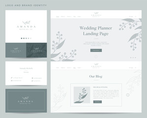 Minimalist floral wedding logo and brand identity