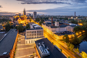 Miasto Łódź- widok na Białą Fabrykę.	