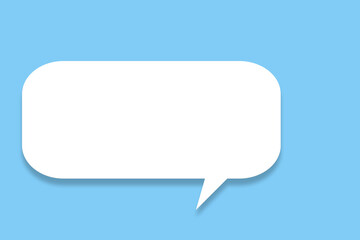 Weiße Sprechblase vor einem blauen Hintergrund, 2D-Illustration
