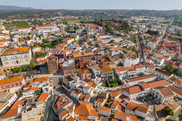 Fototapeta na wymiar Aerial view of Silves town with famous medieval castle and Cathedral, Algarve region, Portugal.