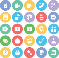 Food Items and Hotel Bold Line Icons 
