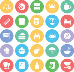 Collection of Hotel and Vacation Bold Line Icons 

