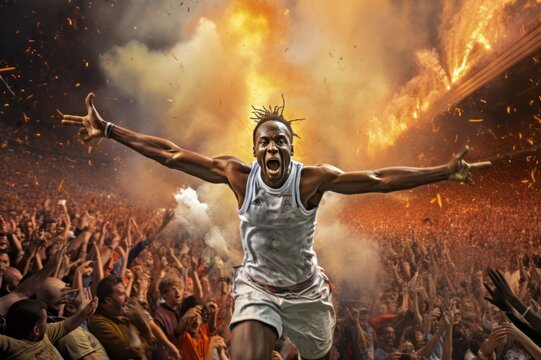 Imagine capturing the energy and excitement of a sports event, showcasing fans cheering in the stands or athletes competing in a thrilling moment