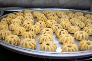 Process of making arabic cookies and kahk for islamic eid after ramadan
