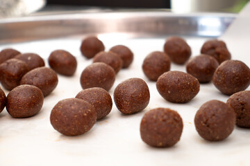 Process of making arabic cookies and kahk using dates for islamic eid after ramadan 