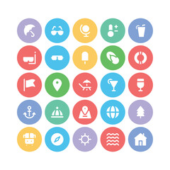 Set of Summer Bold Line Icons 

