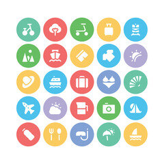 Collection of Summer Holiday Bold Line Icons 

