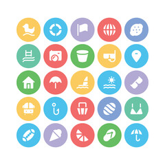 Set of Summer Party Bold Line Icons

