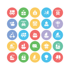 Set of Transport and Automobiles Bold Line Icons

