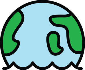 Global sea level icon outline vector. Climate change. Water low color flat
