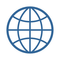 Vector graphic of a globe symbol with meridians and parallels