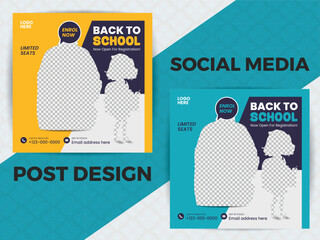 Back to School Admission social media post, promotional discount banner template design