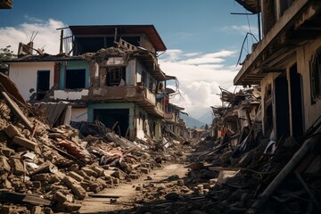 Buildings destroyed after the earthquake.