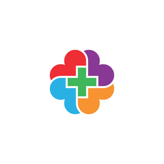 Fototapeta premium Plus sign formed by hearts. Vector symbol.