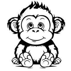 gorilla cartoon characters vector illustration
