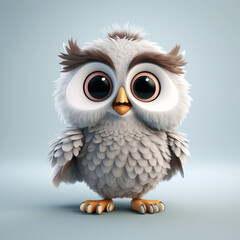 Fototapeta premium owl 3d cartoon on white