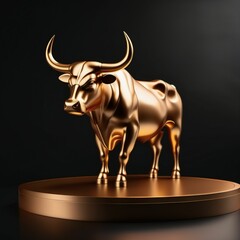 Obraz premium Golden Bull, Bull trend, stock market, Generative AI