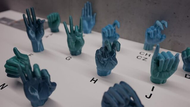 deaf language signs collection concept, hand and fingers alphabet symbols