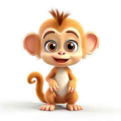 3d rendered illustration of a cartoon monkey on white