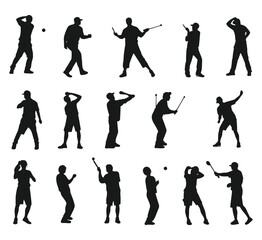 Pickleball player silhouettes pack vector

