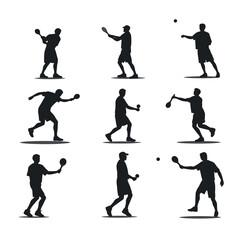 Pickleball player silhouettes pack vector

