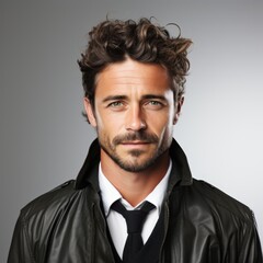 Fototapeta premium Handsome man portrait, white background