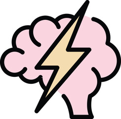 Brain thinking icon outline vector. Critical think. Mind skill color flat
