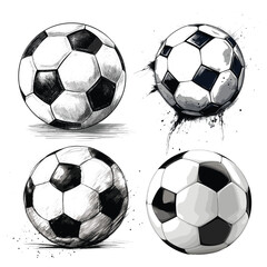 Set of hand drawn football vector, Soccer balls set
