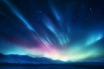 Fototapeta na wymiar Northern Lights on the night sky. Aurora Borealis. AI generated, human enhanced