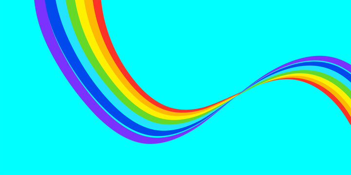  Rainbow and white clouds set on light blue background in flat style Vector illustration