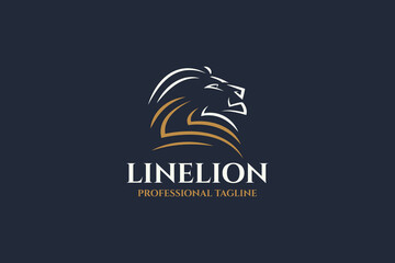 Line Lion Animal Logo
