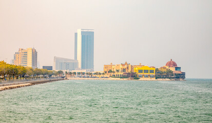 Al Khobar sea promenade street with modern building in the background Saudi Arabia